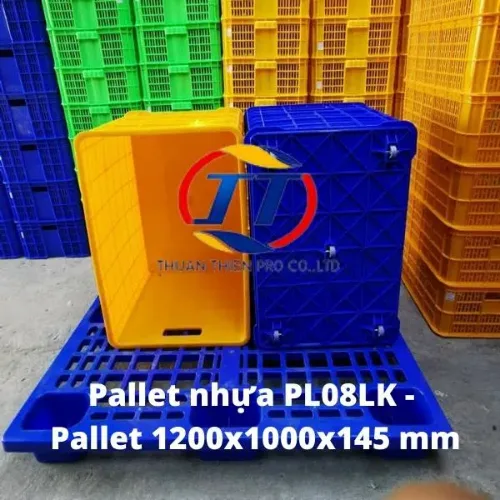 Pallet nhựa PL08LK – Pallet 1200x1000x145 mm