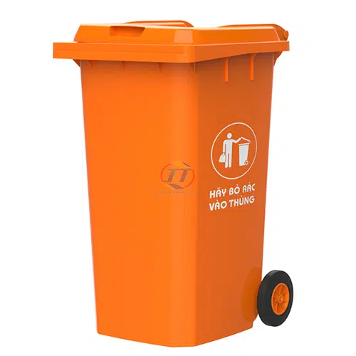 Thùng rác nhựa 240l màu đỏ cam