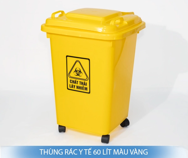 Sản phẩm thùng rác y tế màu vàng dung tích 60 lít