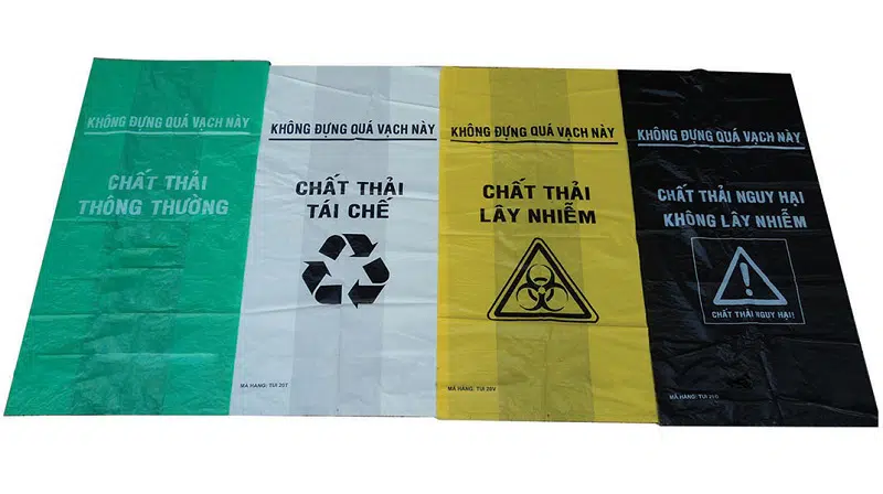 phân loại túi đựng rác y tế theo màu