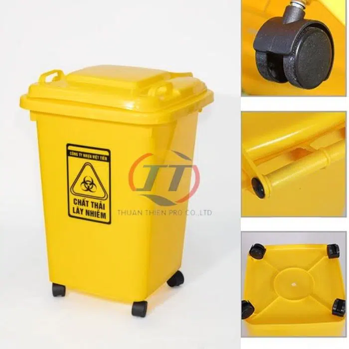 Thùng rác y tế 60 lít – thùng rác y tế màu vàng chất lượng