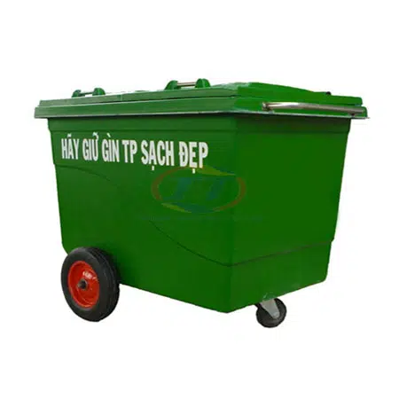 Xe đẩy rác 660 lít bánh nhỏ